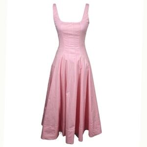 STAUD Pink Midi Dress